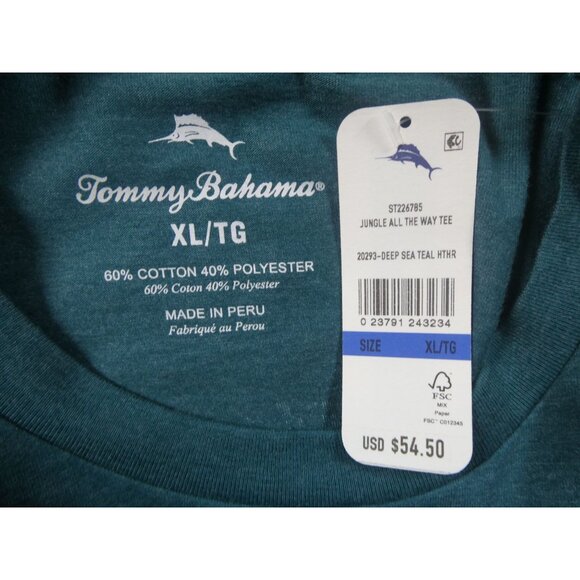 Tommy Bahama Men's Jungle All The Way Deep Teal‎ Green T-Shirt Size XL - Picture 3 of 6